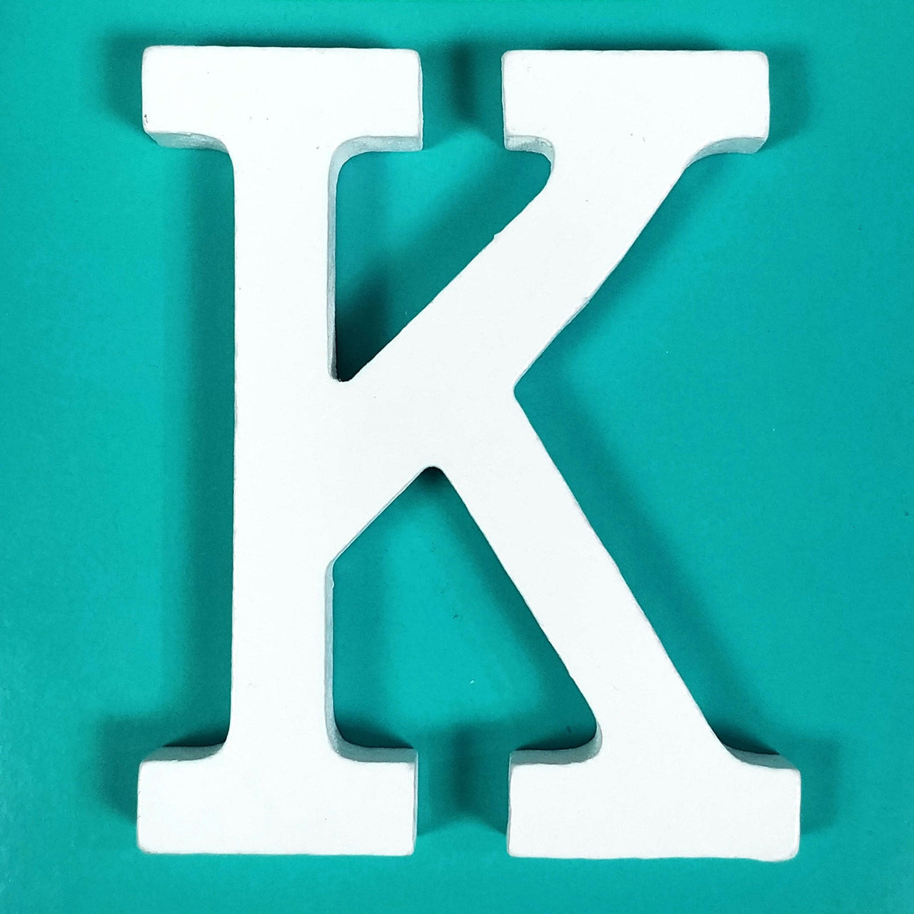 8" White Wood Letter - K (12 Packs)