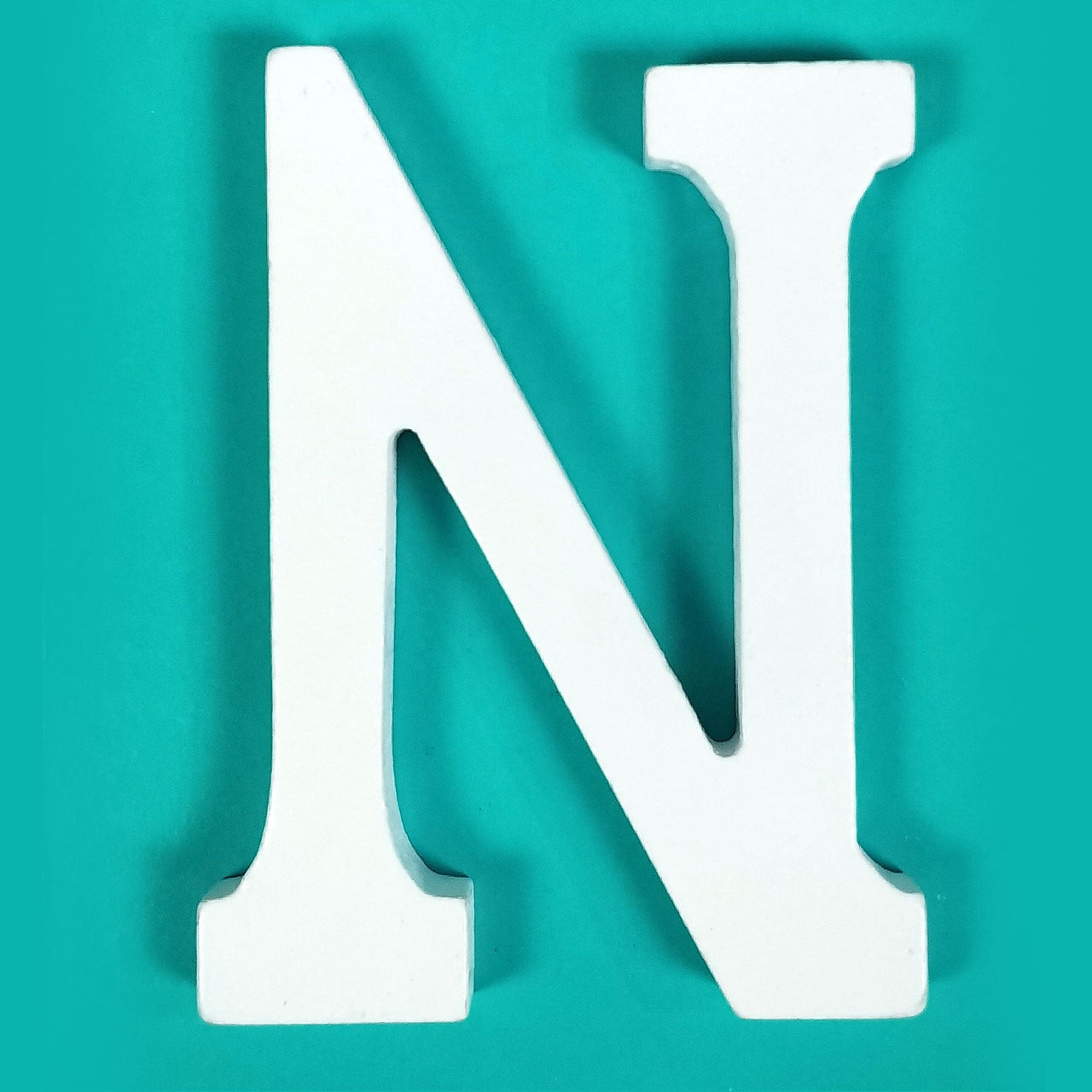 8" White Wood Letter - N (12 Packs)