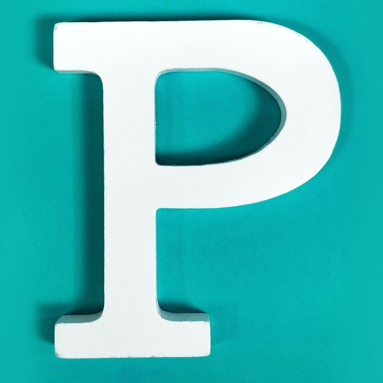 8" White Wood Letter - P (12 Packs)