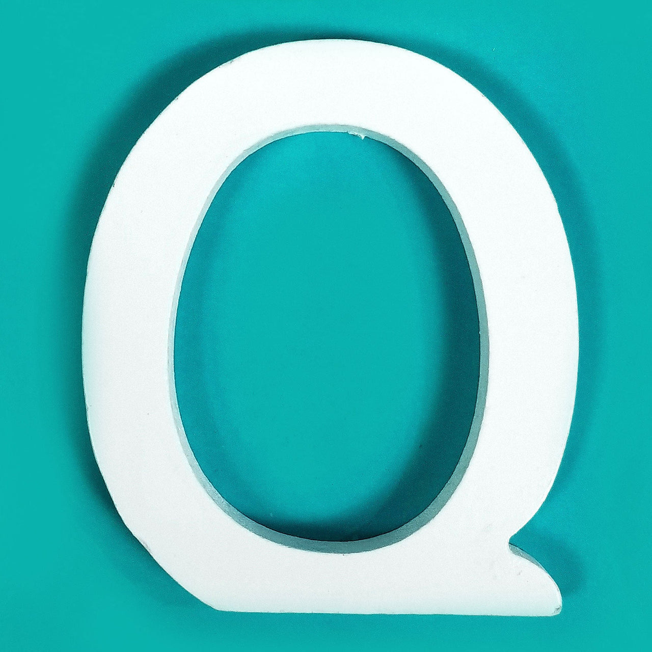 8" White Wood Letter - Q (12 Packs)