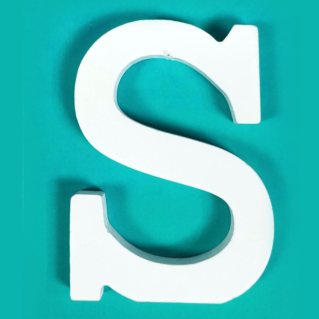 8" White Wood Letter - S (12 Packs)