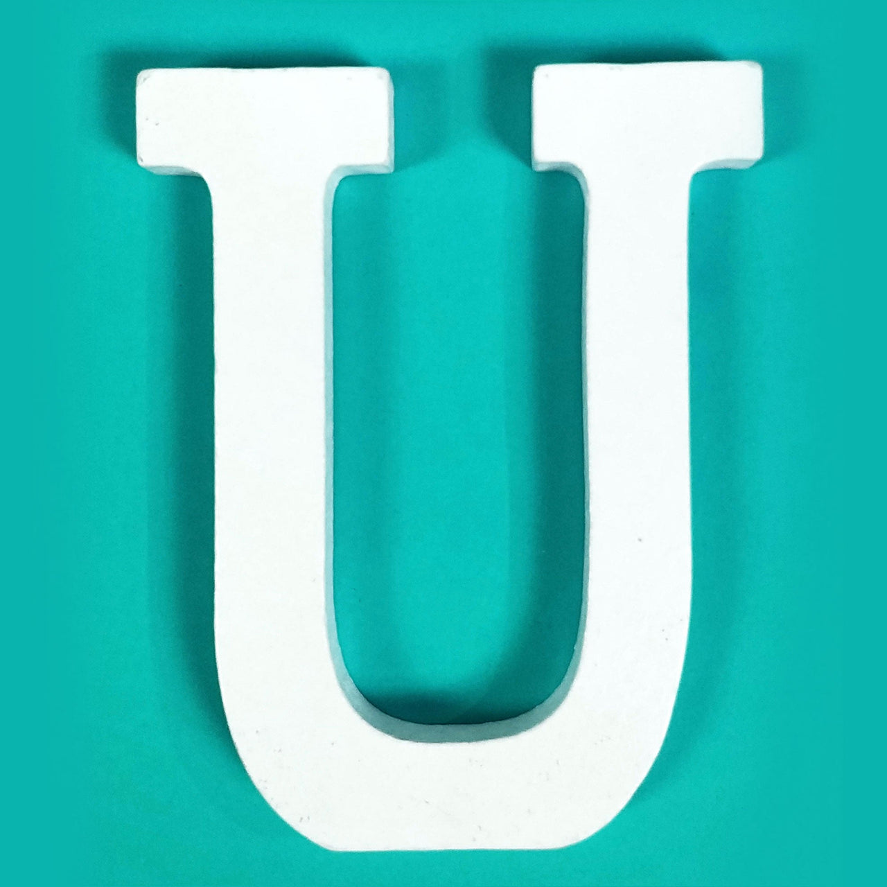 8" White Wood Letter - U (12 Packs)