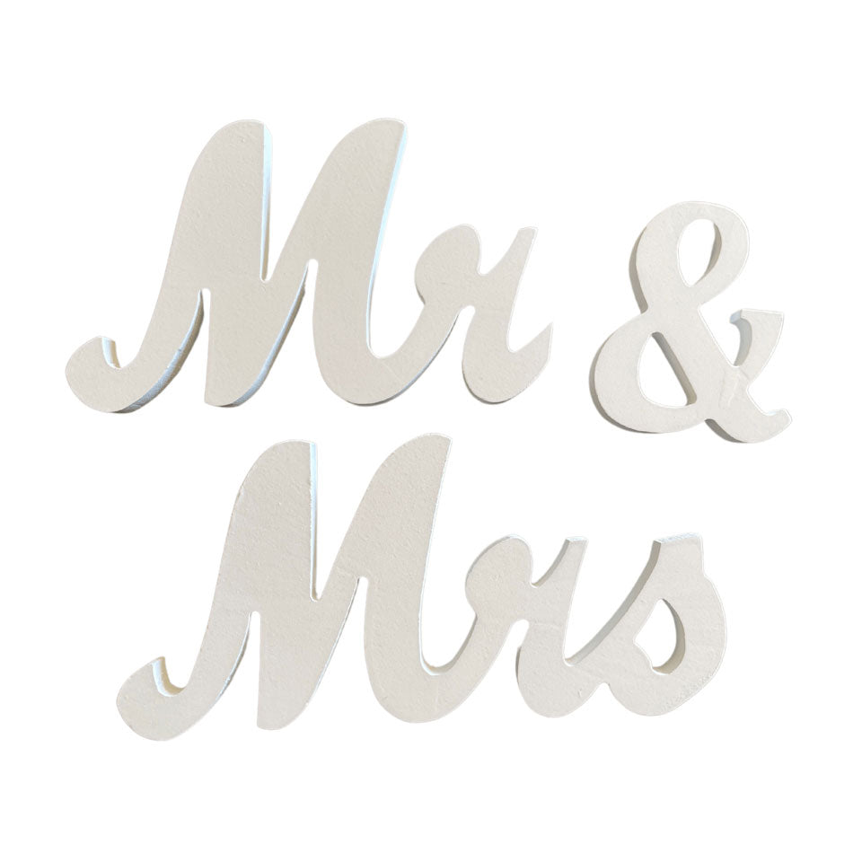 3"H Wood Letter Set - Mr & Mrs (6 Packs)
