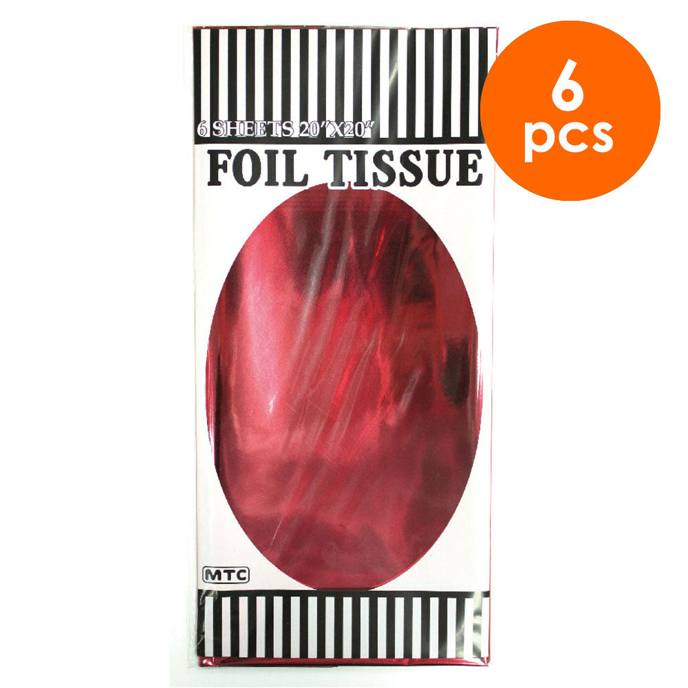 6  Pcs. 20"x20" Foil Wrapping Sheets - Red (24 Packs)