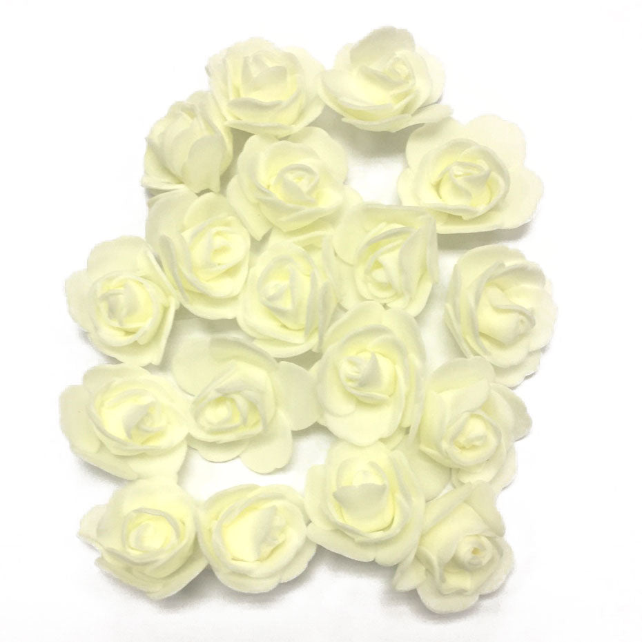 18 Pcs. 3.5 cm Foam Roses - Beige (24 Packs)