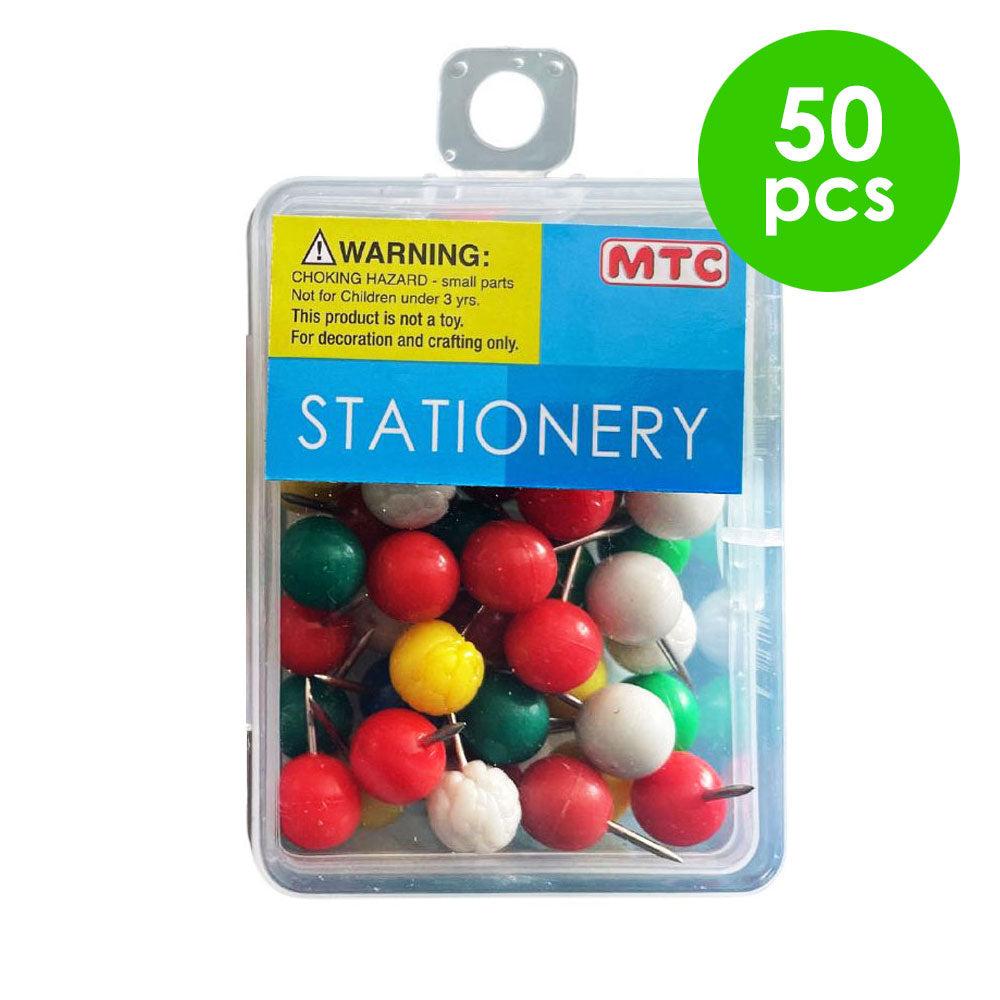 50 Pcs. 10Mm Ball Push Pins - Assorted (24 Packs)