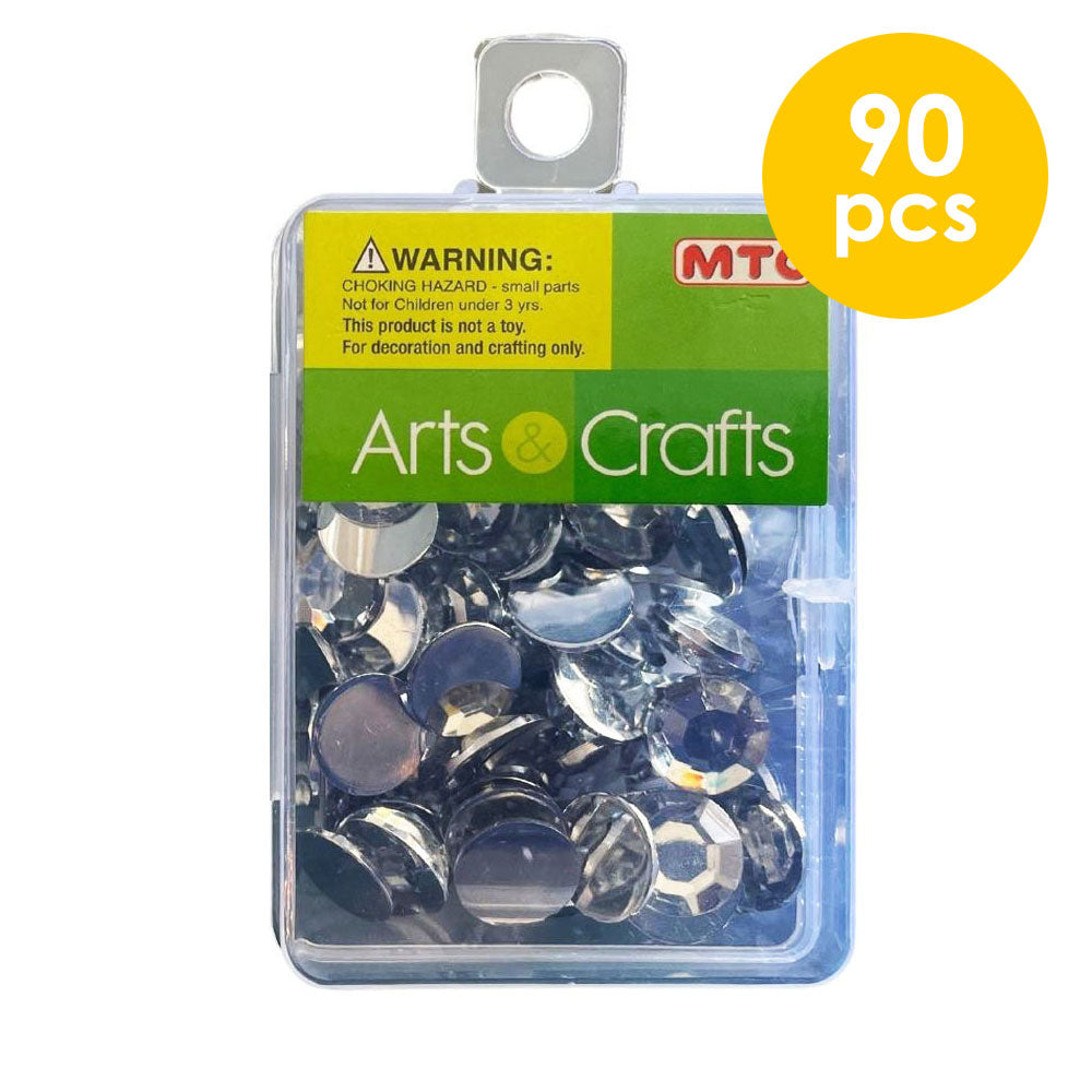 90 Pcs. 12 mm Round Rhinestones - Silver (24 Packs)