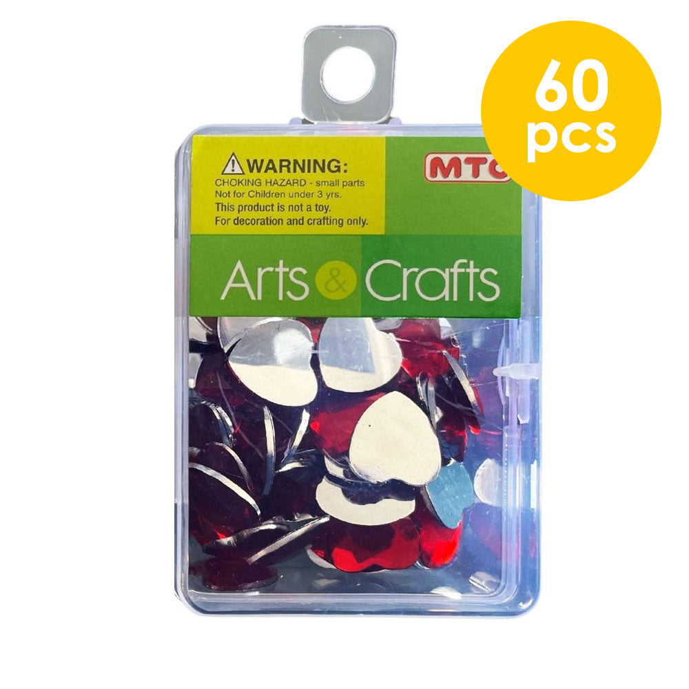 60 Pcs. 14 mm Heart Shape Rhinestones - Red (24 Packs)