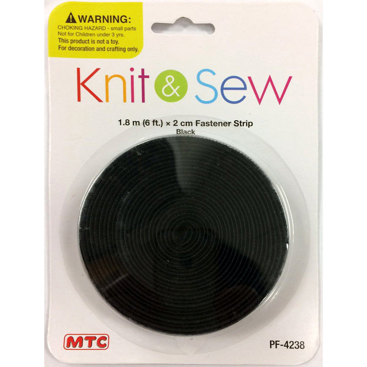 1.8 m x 2 cm Fastener Strip - Black (24 Packs)