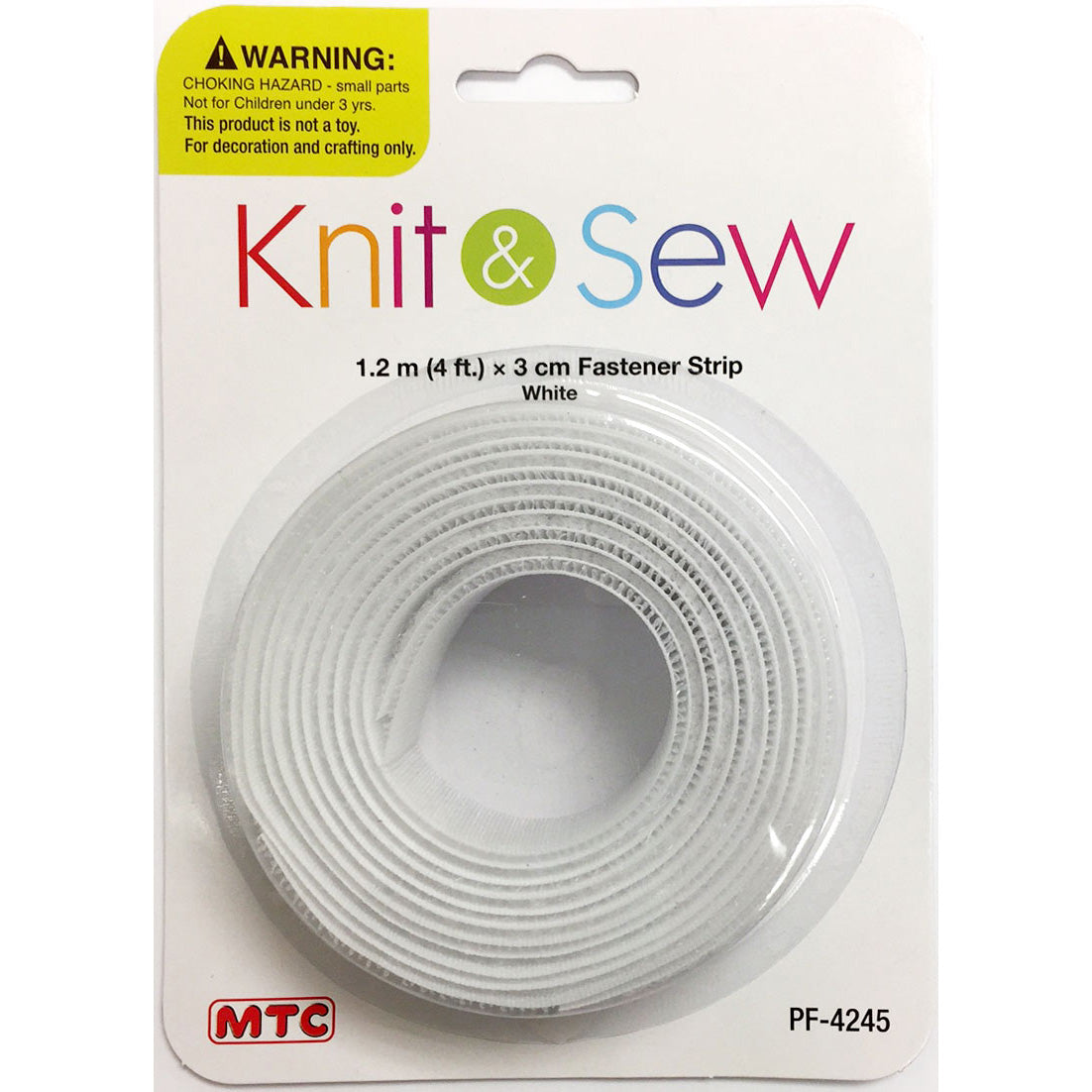 1.2 m x 3 cm Fastener Strip - White (24 Packs)