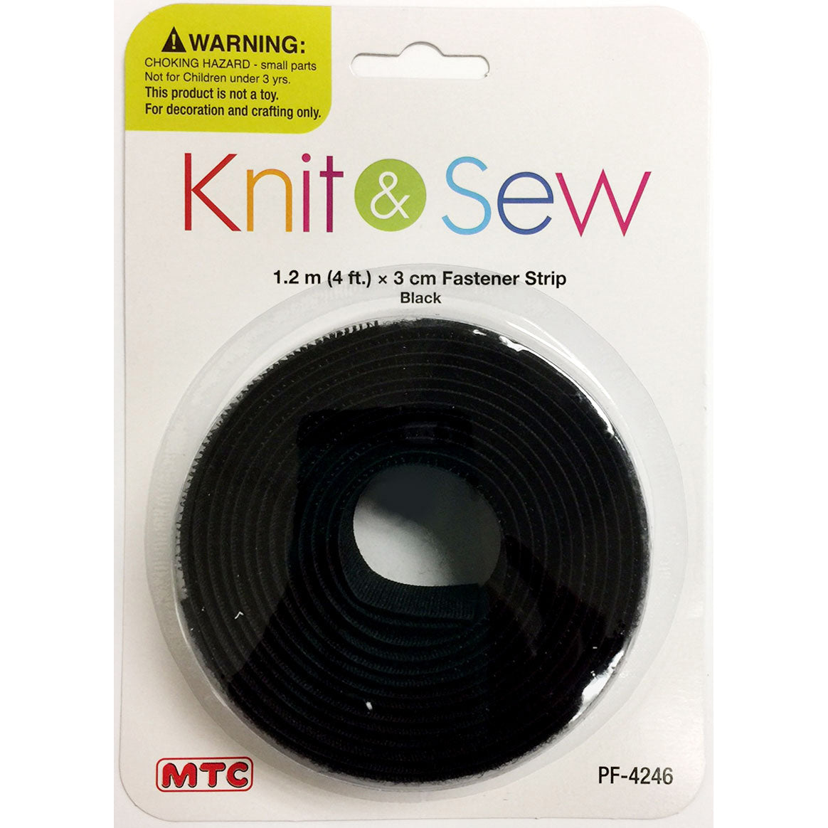 1.2 m x 3 cm Fastener Strip - Black (24 Packs)