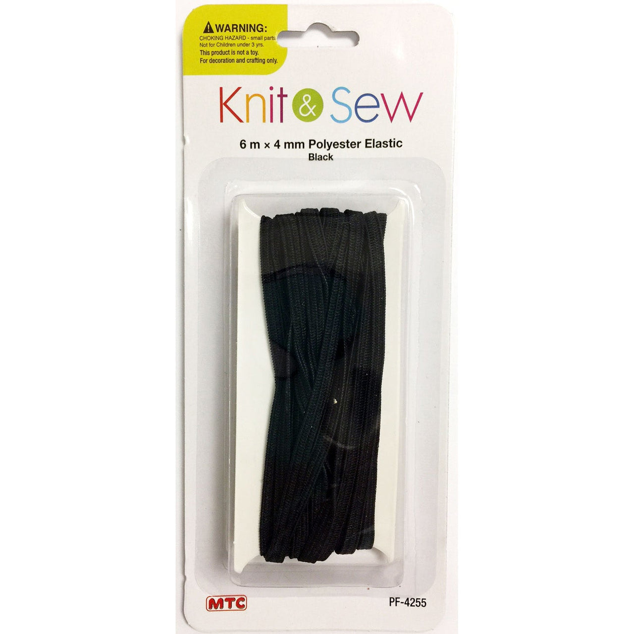 6 m x 4 mm Polyester Elastic - Black (24 Packs)