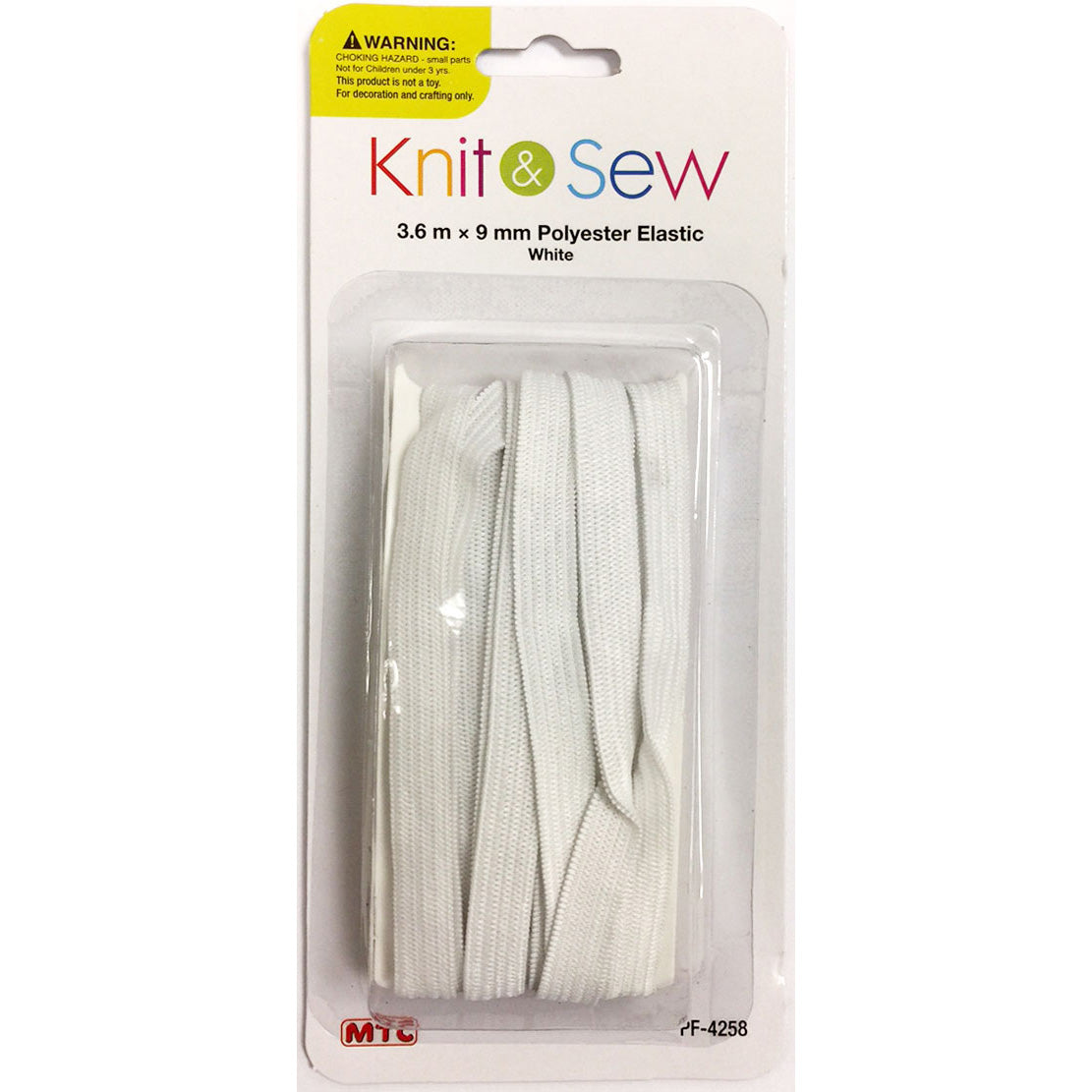 3.6 m x 9 mm Polyester Elastic - White (24 Packs)