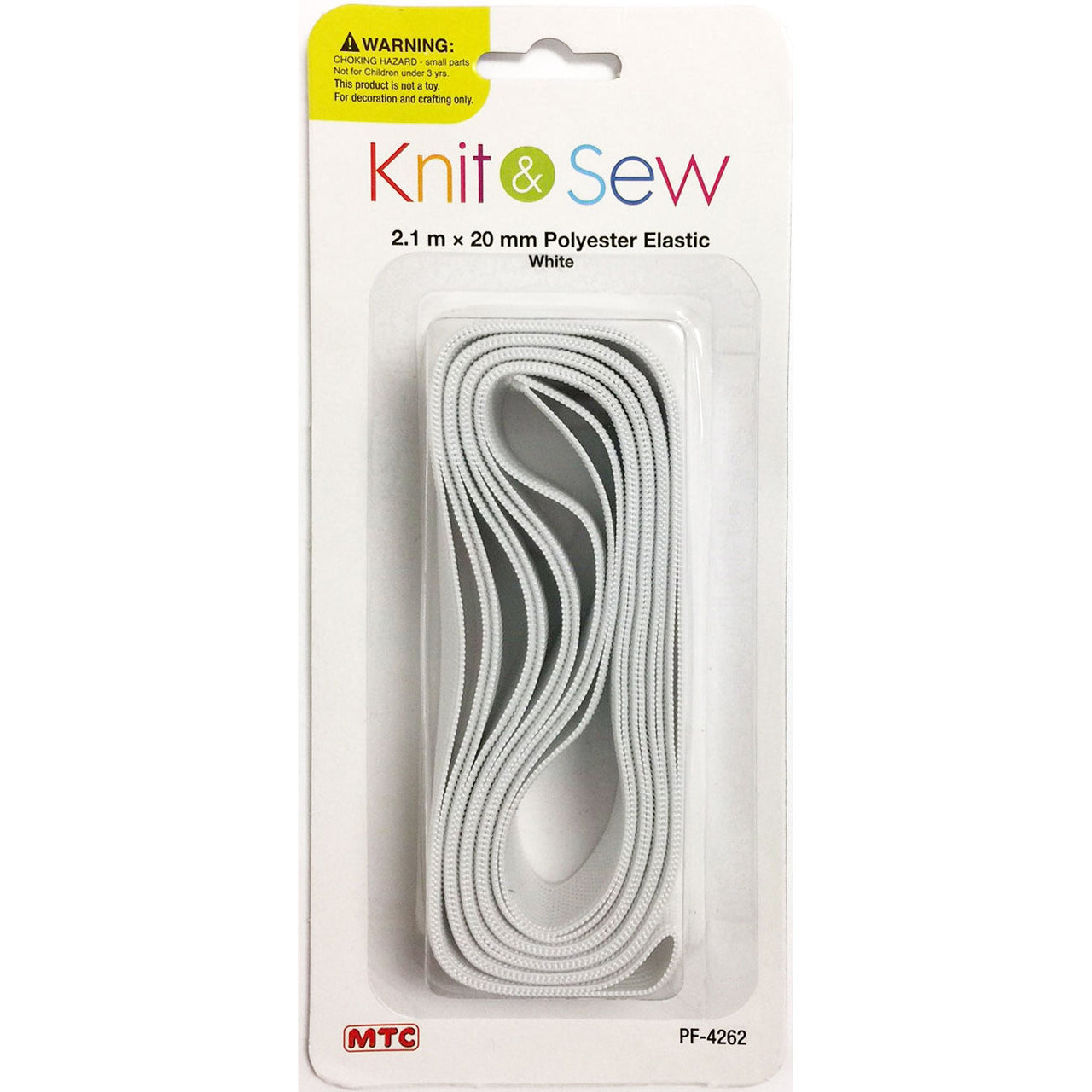 2.1 m x 20 mm Polyester Elastic - White (24 Packs)