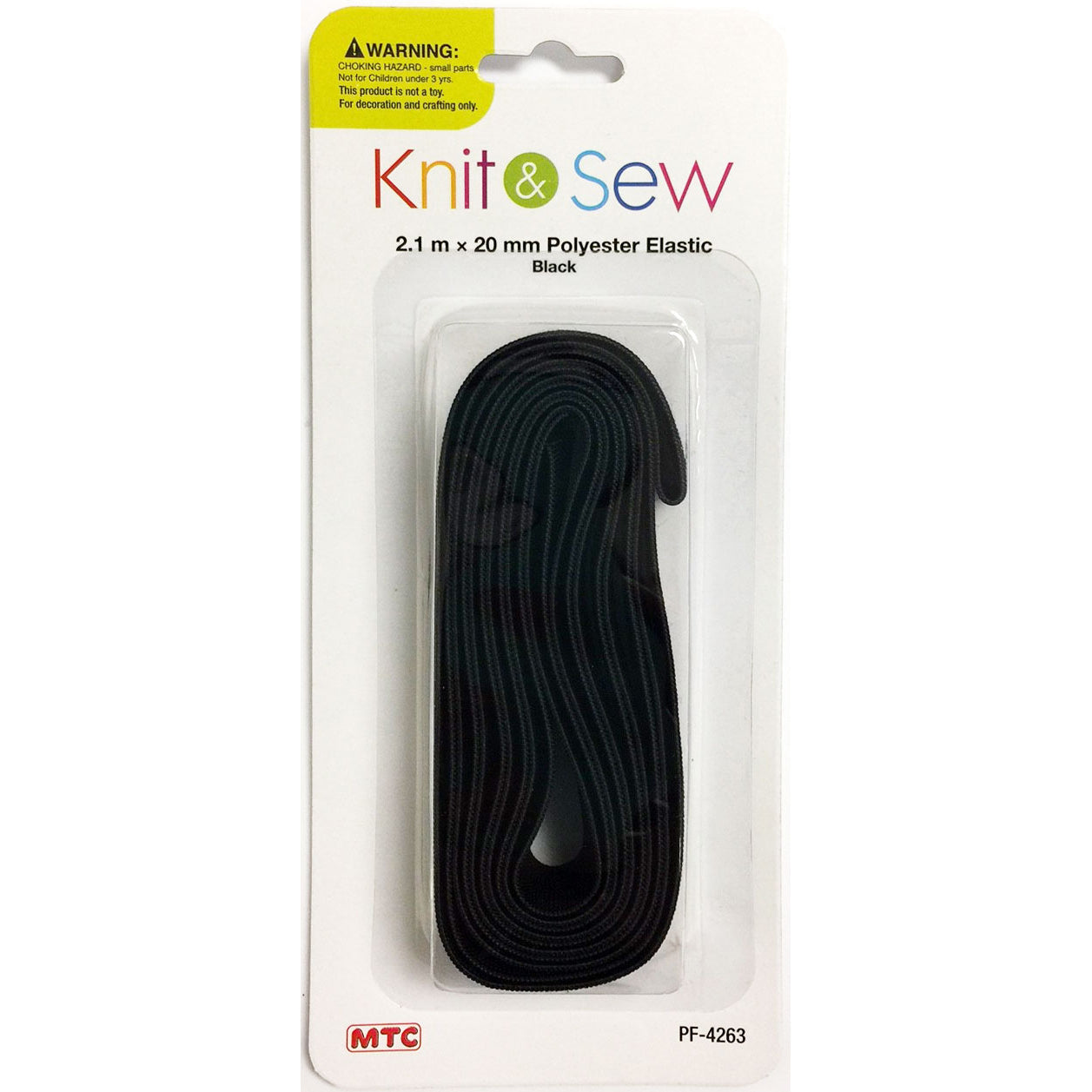 2.1 m x 20 mm Polyester Elastic - Black (24 Packs)