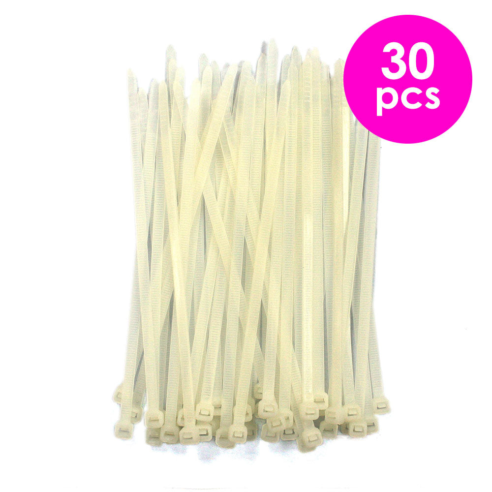 30 Pcs. 15 cm Cable Ties - White (24 Packs)