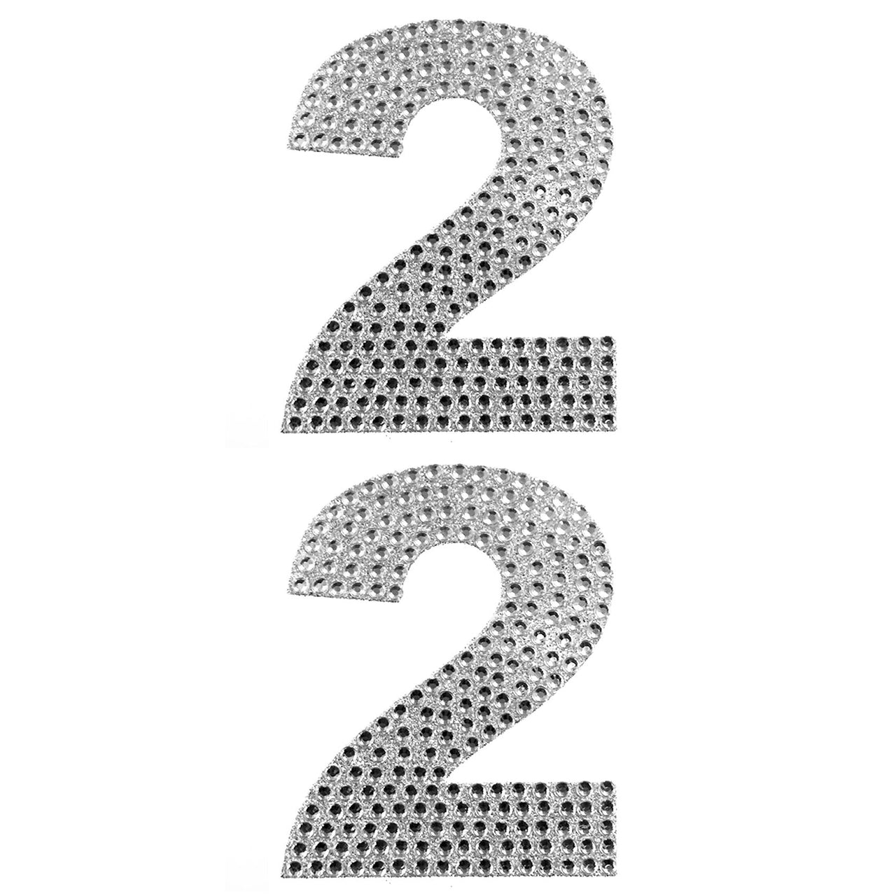 2 Pc 4" Rhinestone Stickers - #2 Silver (24 Packs)