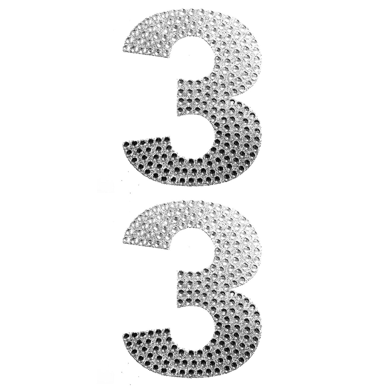 2 Pc 4" Rhinestone Stickers - #3 Silver (24 Packs)