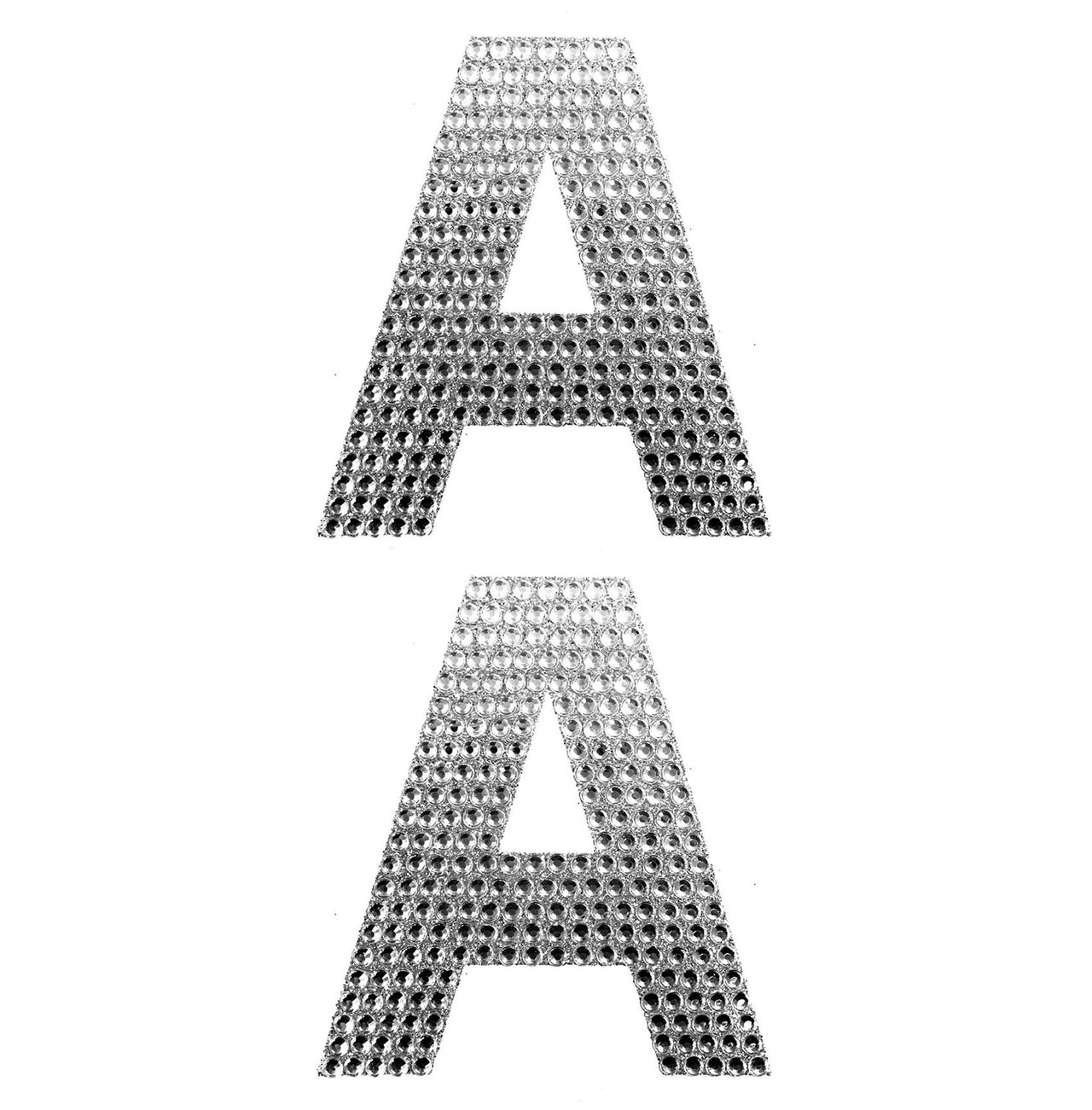 2 Pcs. 4" Rhinestone Stickers - A Silver (24 Packs)