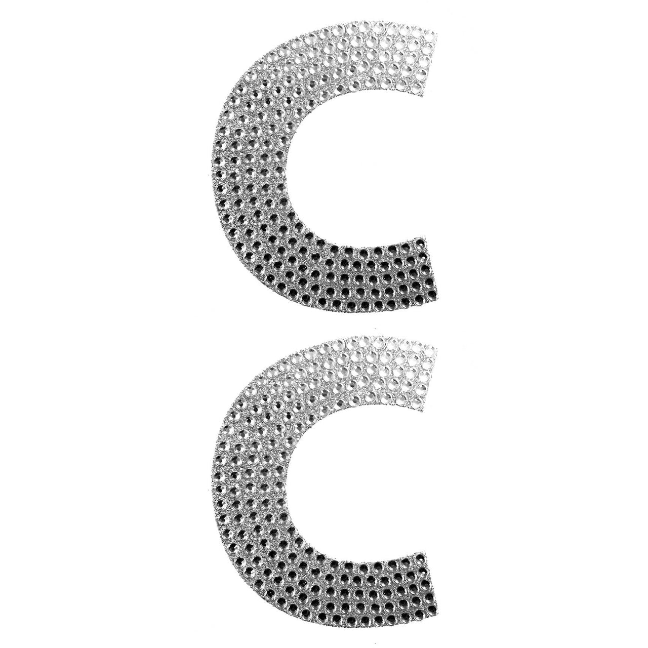 2 Pcs. 4" Rhinestone Stickers - C Silver (24 Packs)