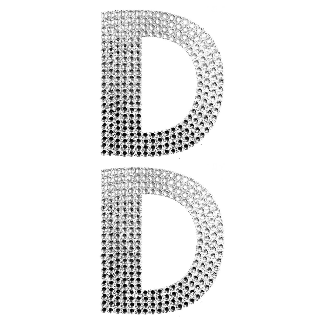 2 Pcs. 4" Rhinestone Stickers - D Silver (24 Packs)