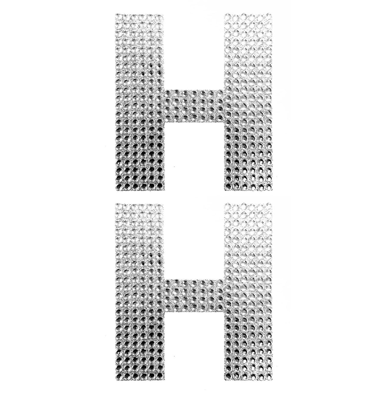 2 Pcs. 4" Rhinestone Stickers - H Silver (24 Packs)