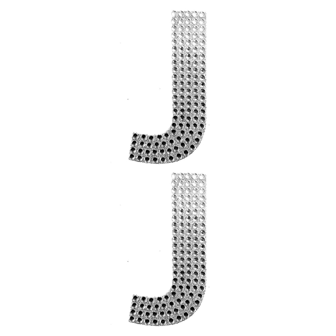 2 Pcs. 4" Rhinestone Stickers - J Silver (24 Packs)