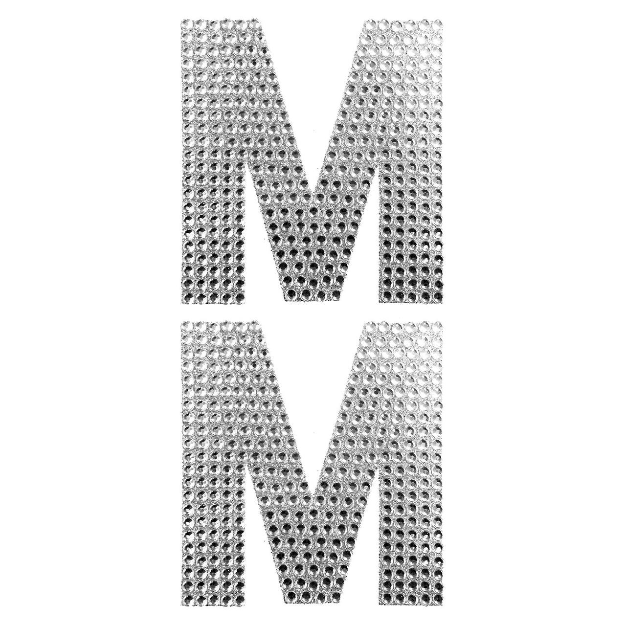 2 Pcs. 4" Rhinestone Stickers - M Silver (24 Packs)
