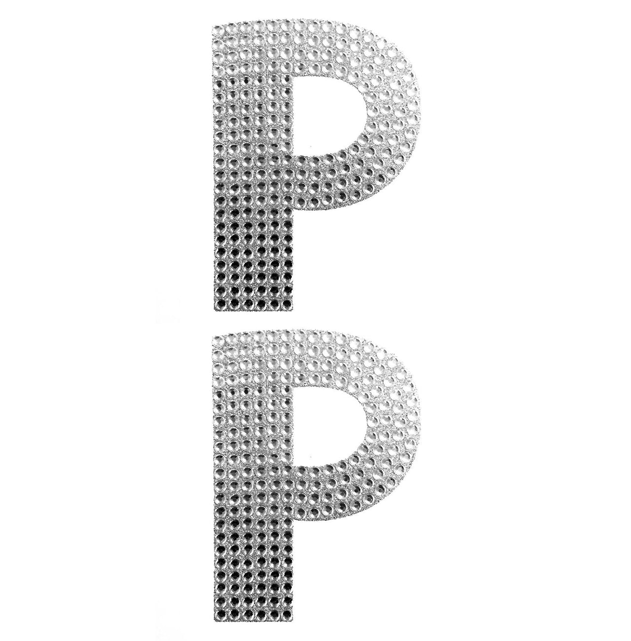 2 Pcs. 4" Rhinestone Stickers - P Silver (24 Packs)