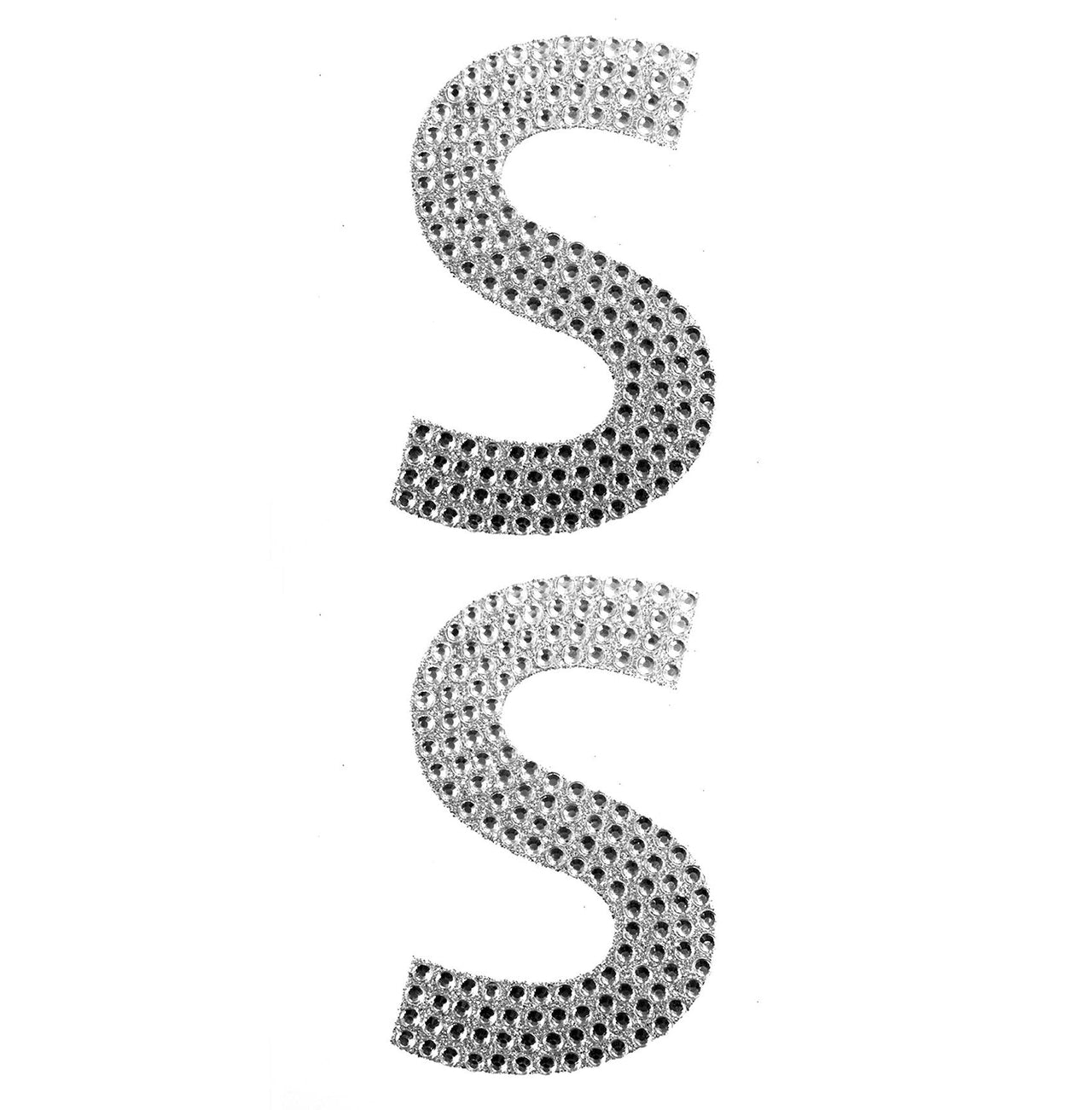 2 Pcs. 4" Rhinestone Stickers - S Silver (24 Packs)