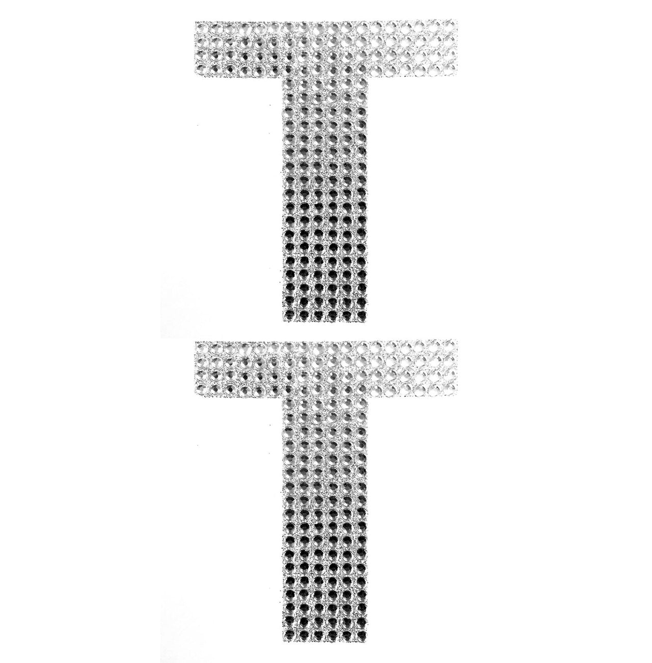 2 Pcs. 4" Rhinestone Stickers - T Silver (24 Packs)