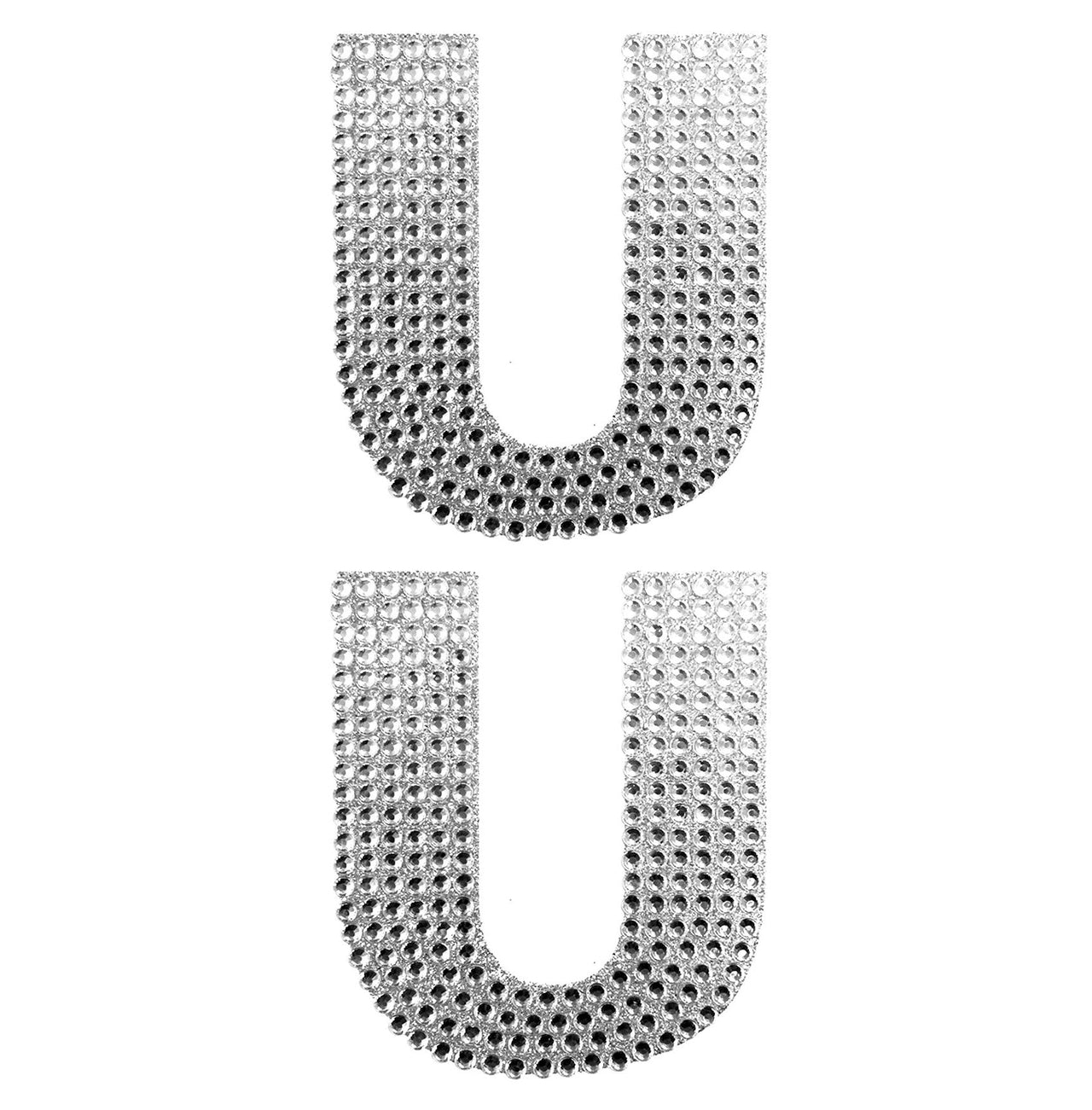 2 Pcs. 4" Rhinestone Stickers - U Silver (24 Packs)