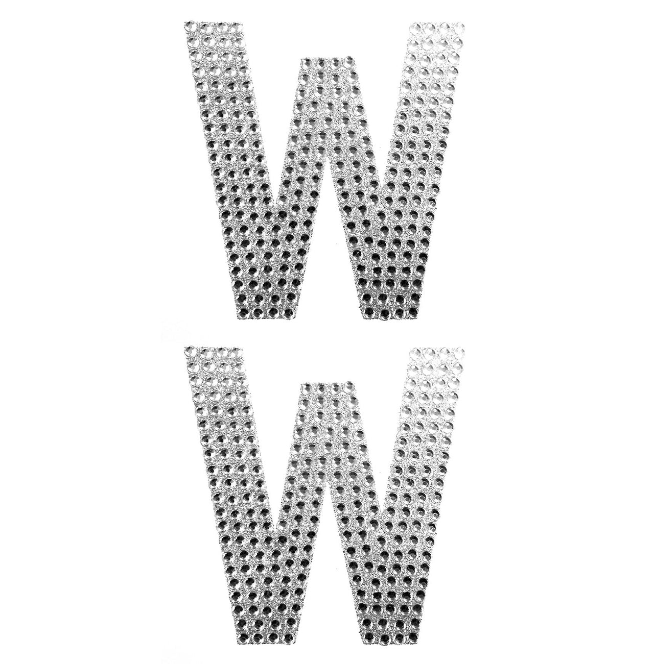 2 Pcs. 4" Rhinestone Stickers - W Silver (24 Packs)
