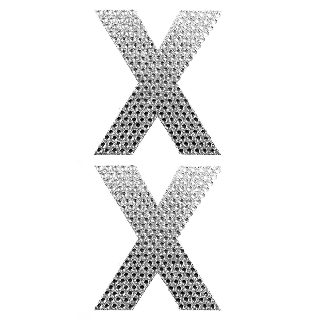 2 Pcs. 4" Rhinestone Stickers - X Silver (24 Packs)