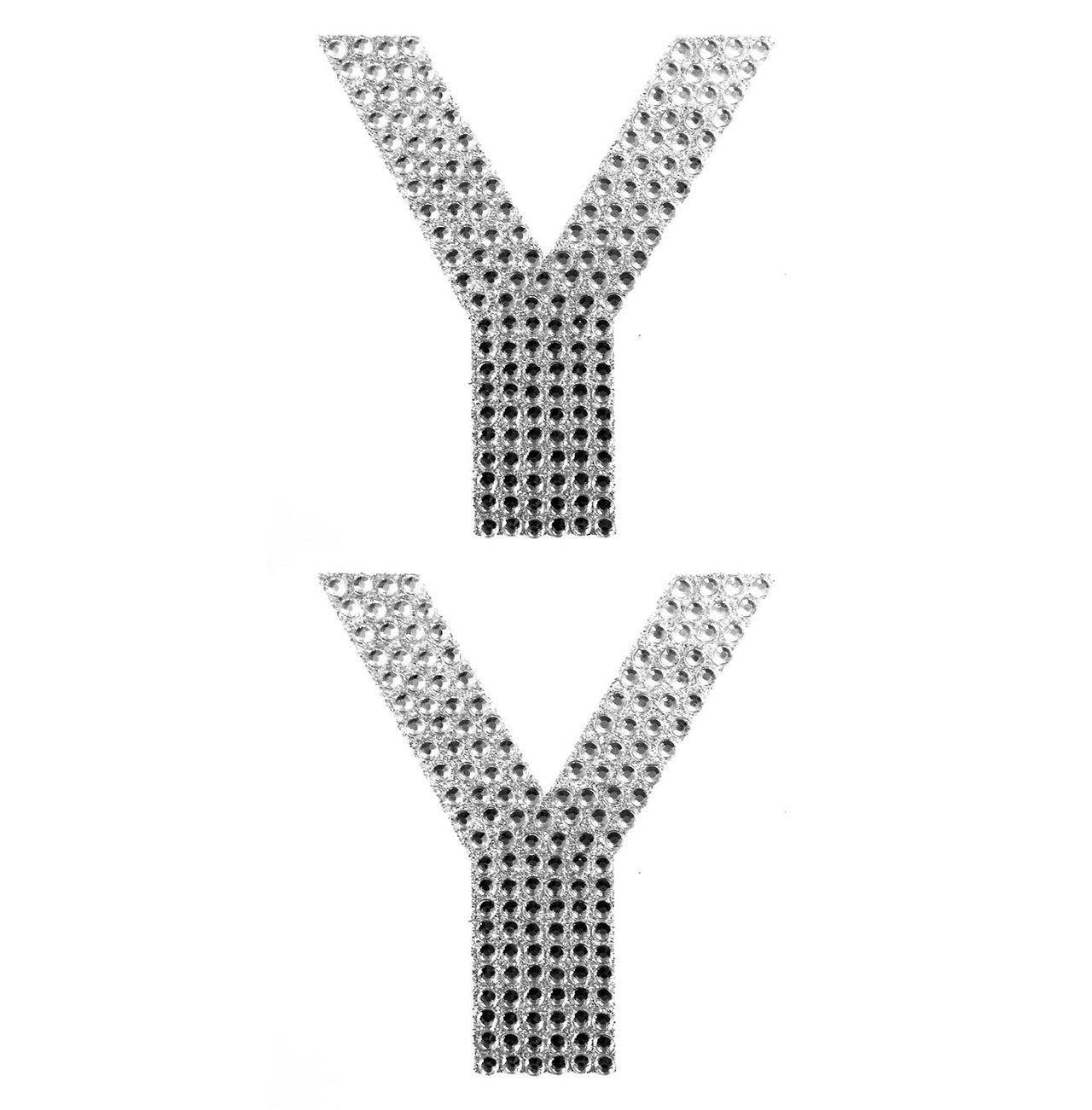 2 Pcs. 4" Rhinestone Stickers - Y Silver (24 Packs)