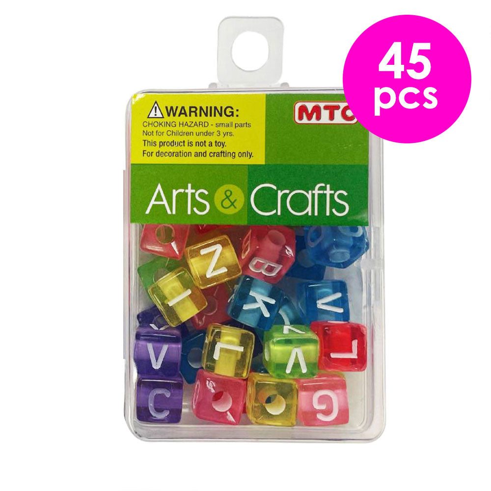 45  Pcs.  10x10 mm Alphabet Beads - Bright (24 Packs)