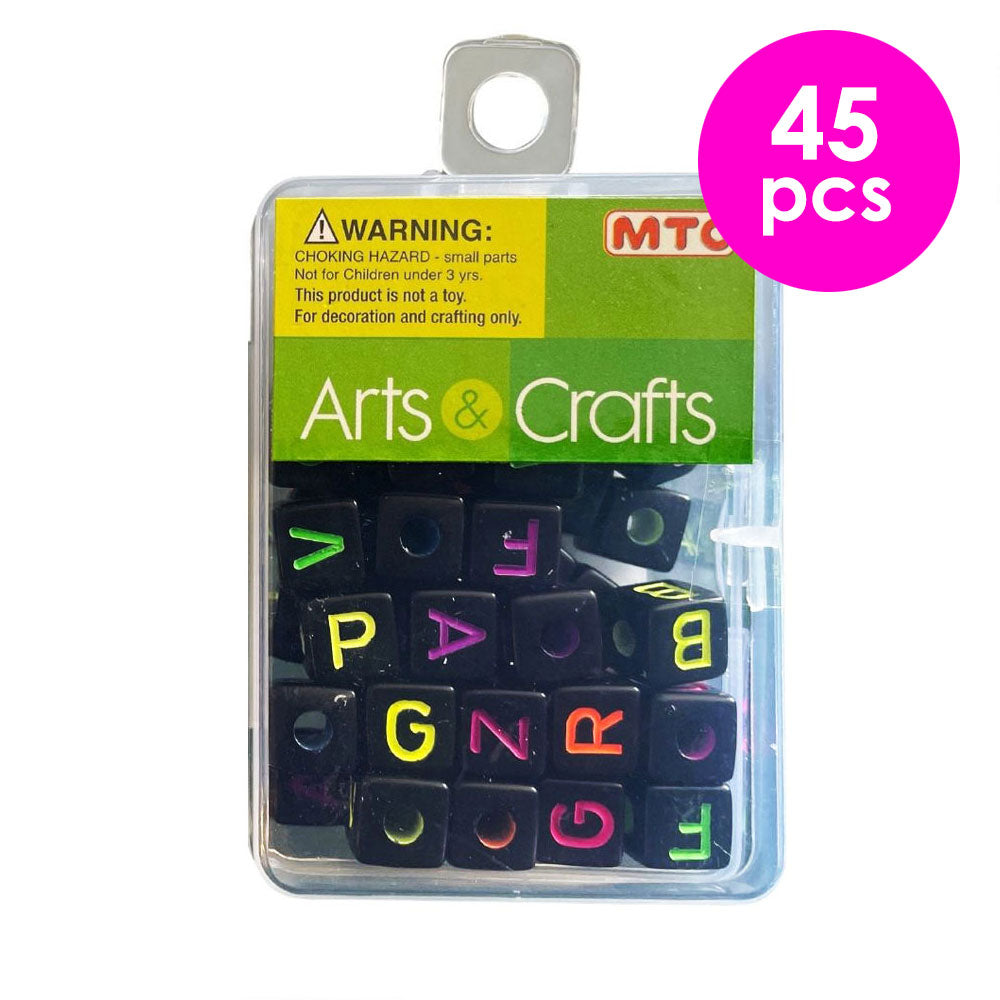 45  Pcs. 10x10 mm Alphabet Beads - Black (24 Packs)