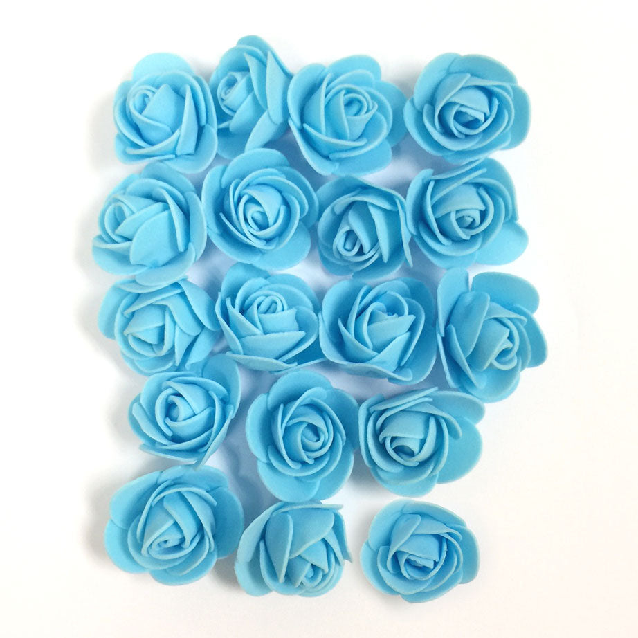 18 Pcs. 3.5 cm Foam Roses - Light Blue (24 Packs)