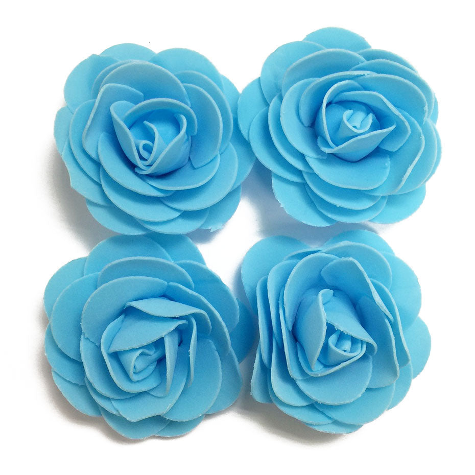 4 Pcs. 8 Cm Foam Roses-Light Blue (24 Packs)