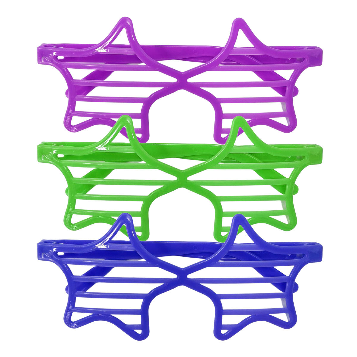 3 Pcs. Star Shutter Glasses  - Assorted (24 Packs)