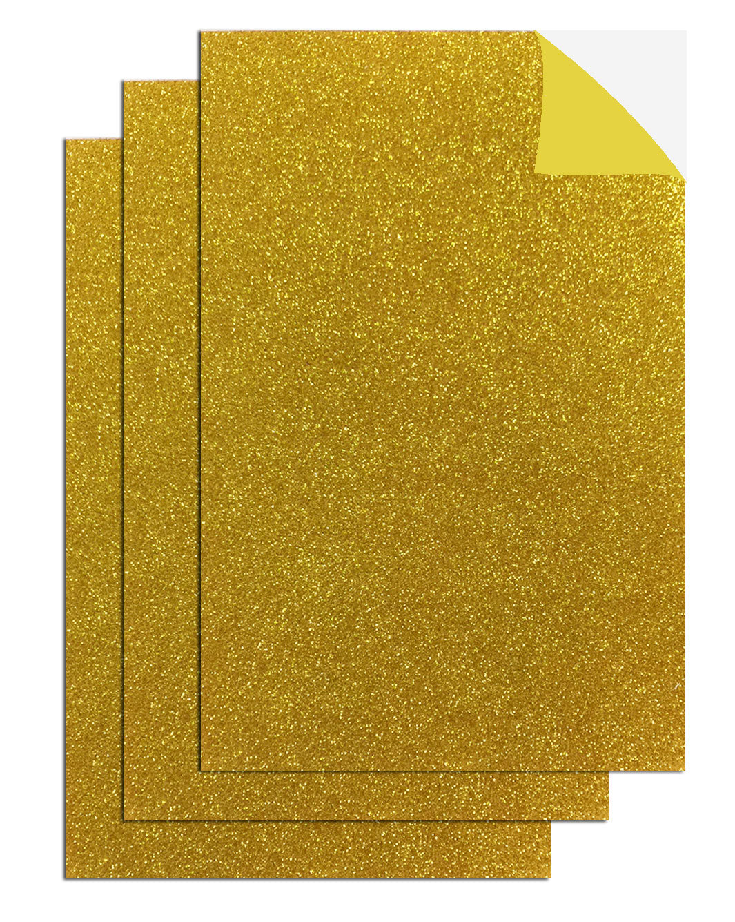 3 Pcs. 8"x12" Adhesive Glittered Eva Sheets - Gold (24 Packs)
