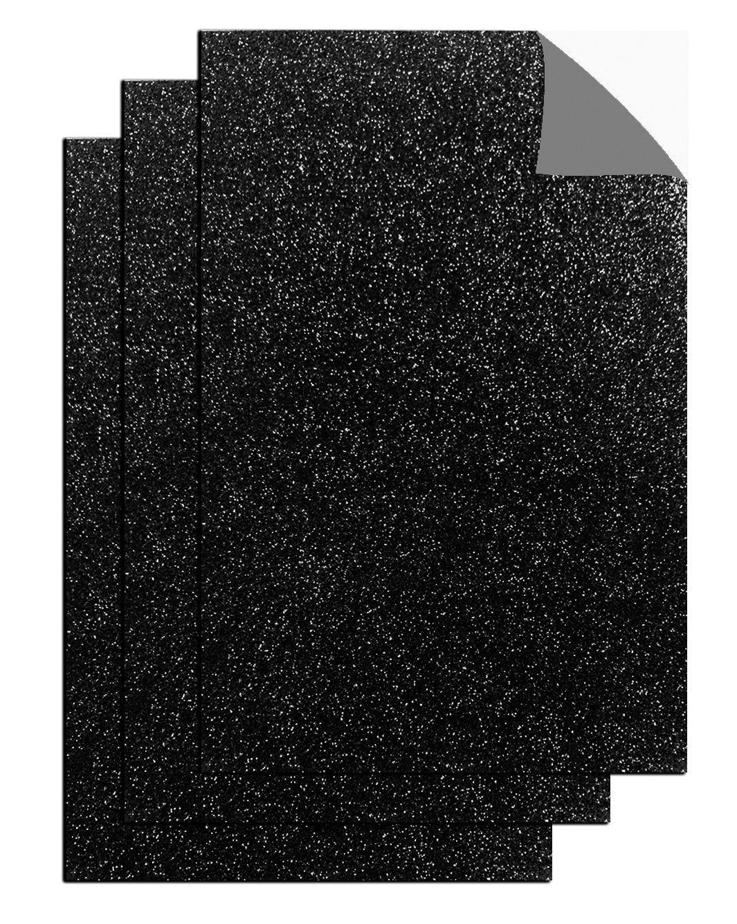3 Pcs. 8"x12" Adhesive Glittered Eva Sheets - Black (24 Packs)