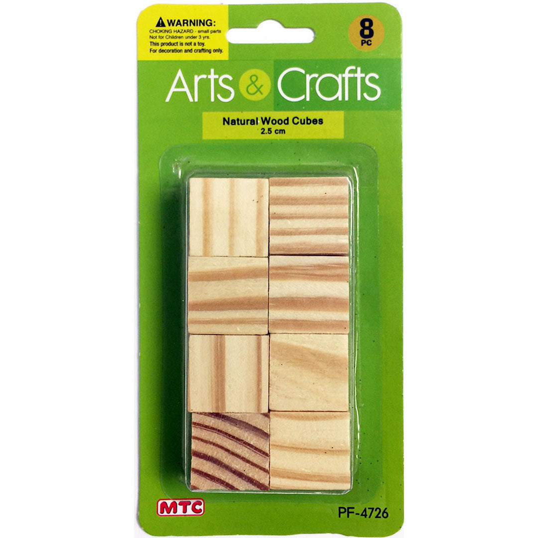 8 Pcs. 2.5 cm Natural Wood Cubes (24 Packs)