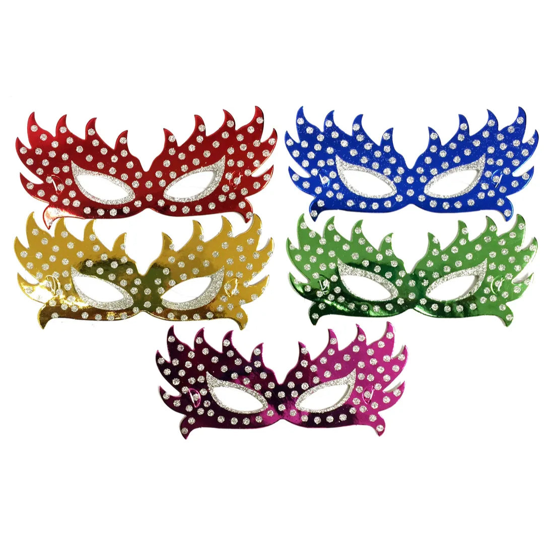 5 Pcs. Glittered Butterfly Masks - Assorted (24 Packs)