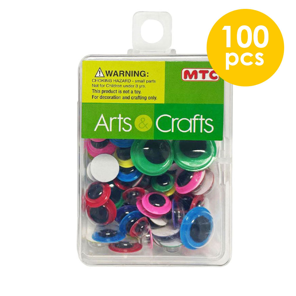 100 Pcs. Assorted Sizes Self Adhesive Colorful Eyes (24 Packs)