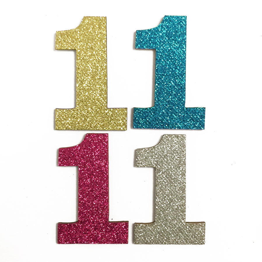 4 Pcs. 2.5" Glittered Wood Number #1 (24 Packs)