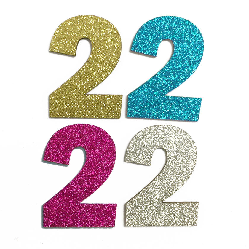 4 Pcs. 2.5" Glittered Wood Number #2 (24 Packs)