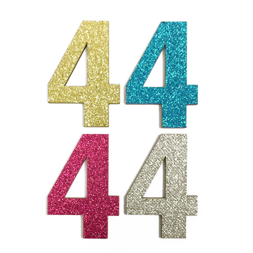 4 Pcs. 2.5" Glittered Wood Number #4 (24 Packs)
