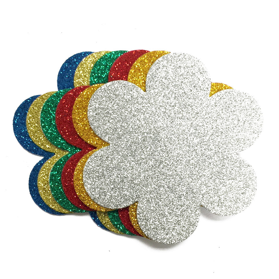5 Pcs. 3.5" Glittered Adhesive Foam Sticker - Flower (24 Packs)