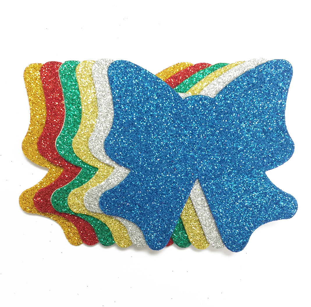 5 Pcs. 3.5" Glittered Adhesive Foam Sticker - Bow (24 Packs)